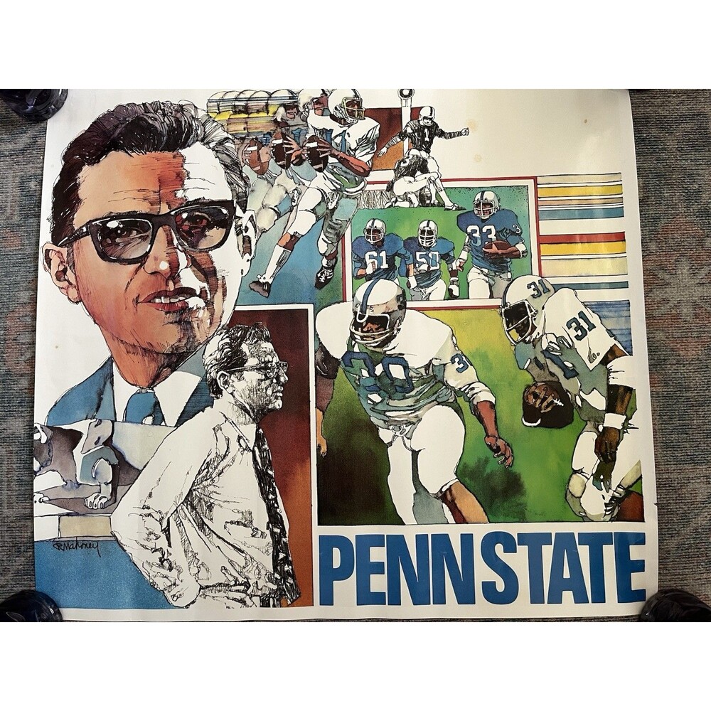 Vintage 1982 Penn State Football McDonald's Poster Ron Mahoney Joe Paterno Rare